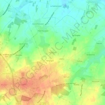Mappa topografica Kercassier, altitudine, rilievo