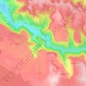 Mappa topografica Les Coudols, altitudine, rilievo