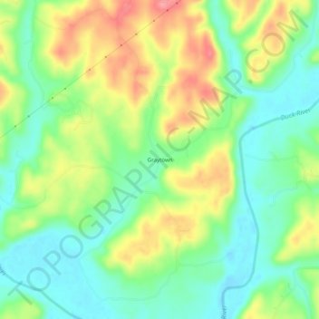 Mappa topografica Graytown, altitudine, rilievo