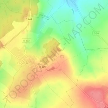 Mappa topografica Montigny, altitudine, rilievo