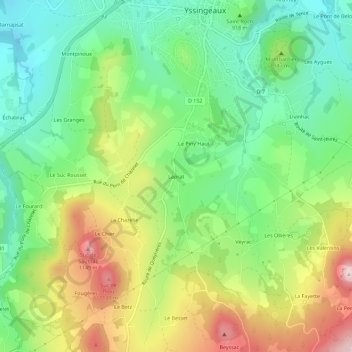 Mappa topografica Laprat, altitudine, rilievo