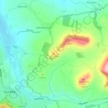 Mappa topografica Cam Peak, altitudine, rilievo