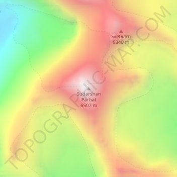 Mappa topografica Sudarshan Parbat, altitudine, rilievo
