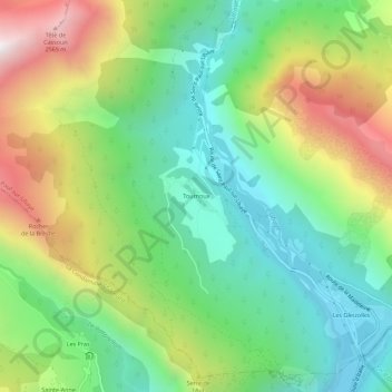Mappa topografica Tournoux, altitudine, rilievo