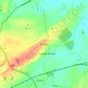 Mappa topografica Rudge, altitudine, rilievo