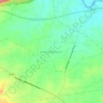Mappa topografica Jadayampalayam, altitudine, rilievo
