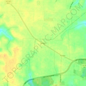 Mappa topografica Grogan, altitudine, rilievo