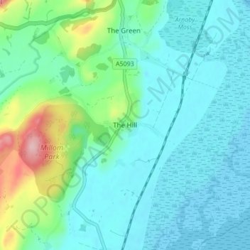 Mappa topografica The Hill, altitudine, rilievo