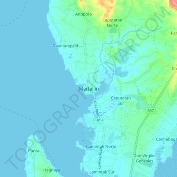 Mappa topografica Medellin, altitudine, rilievo