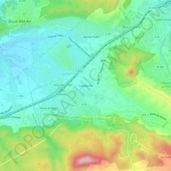 Mappa topografica Cavaillarde, altitudine, rilievo