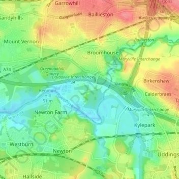 Mappa topografica Daldowie, altitudine, rilievo