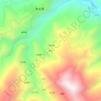 Mappa topografica 平村, altitudine, rilievo
