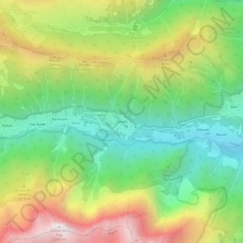 Mappa topografica Zanetti, altitudine, rilievo