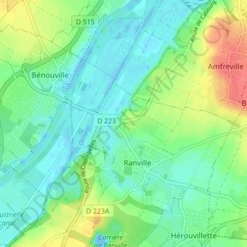 Mappa topografica Longueville, altitudine, rilievo