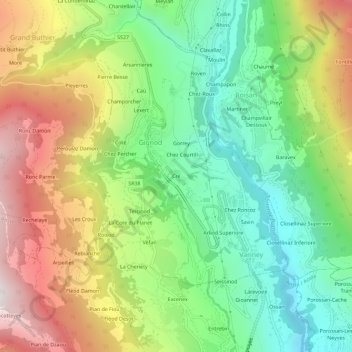 Mappa topografica Cré, altitudine, rilievo