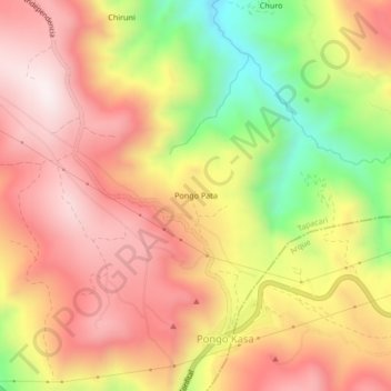 Mappa topografica Pongo Pata, altitudine, rilievo
