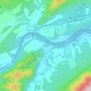 Mappa topografica Greenlee, altitudine, rilievo