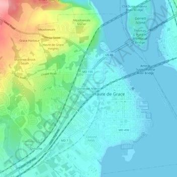Mappa topografica Somerset Manor, altitudine, rilievo