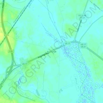 Mappa topografica Pocotaligo, altitudine, rilievo