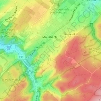 Mappa topografica Fleuth, altitudine, rilievo