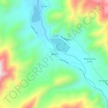 Mappa topografica Semita, altitudine, rilievo