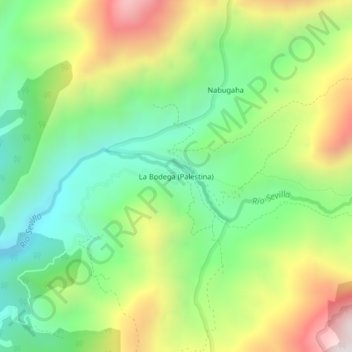 Mappa topografica La Bodega (Palestina), altitudine, rilievo