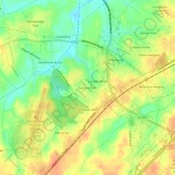 Mappa topografica Sunrise Park, altitudine, rilievo