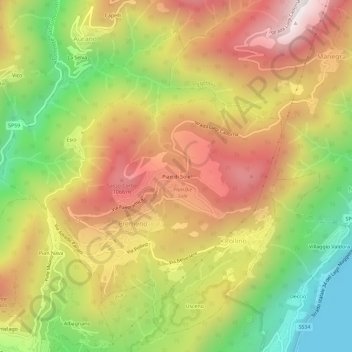 Mappa topografica Pian di Sole, altitudine, rilievo
