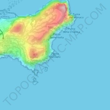 Mappa topografica Punta Massullo, altitudine, rilievo