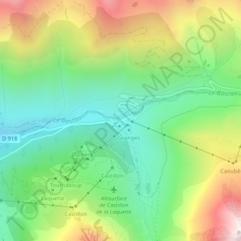 Mappa topografica Tournaboup, altitudine, rilievo