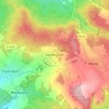 Mappa topografica Kottengrün, altitudine, rilievo