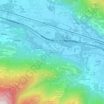 Mappa topografica Malpasso, altitudine, rilievo