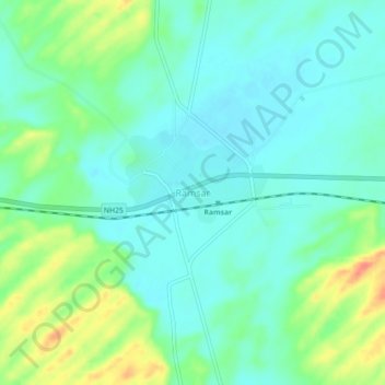 Mappa topografica Ramsar, altitudine, rilievo