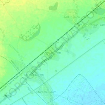 Mappa topografica Ampapuram, altitudine, rilievo