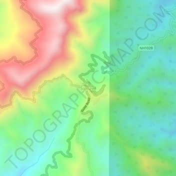 Mappa topografica Sinzawl, altitudine, rilievo