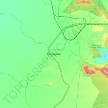 Mappa topografica Mahagama, altitudine, rilievo