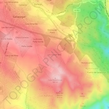 Mappa topografica Los Chaparrales, altitudine, rilievo