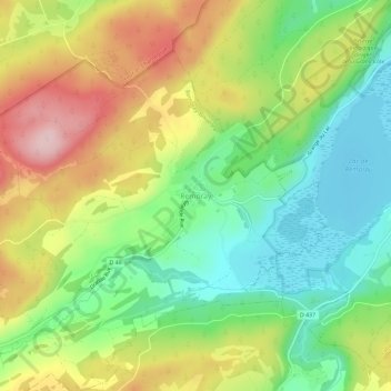 Mappa topografica Remoray, altitudine, rilievo