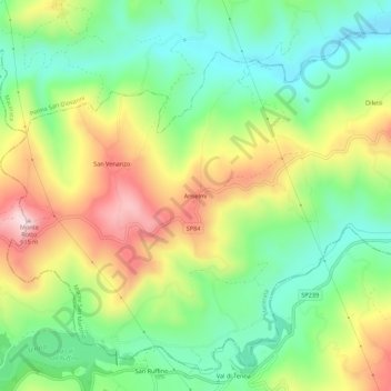 Mappa topografica Anselmi, altitudine, rilievo