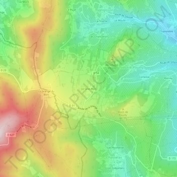 Mappa topografica Le Gros Bois, altitudine, rilievo