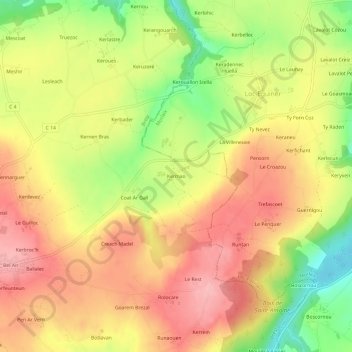 Mappa topografica Kermao, altitudine, rilievo