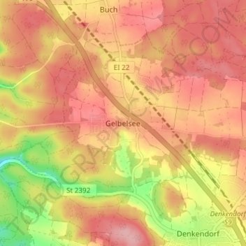 Mappa topografica Gelbelsee, altitudine, rilievo