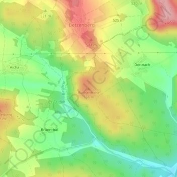 Mappa topografica Buchenhöhe, altitudine, rilievo