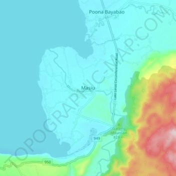 Mappa topografica Masiu, altitudine, rilievo