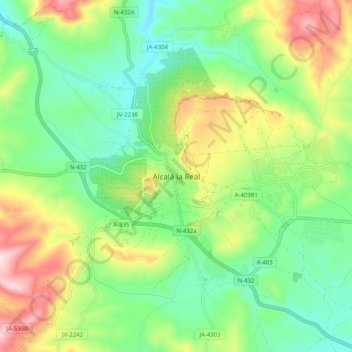Mappa topografica Alcalá la Real, altitudine, rilievo