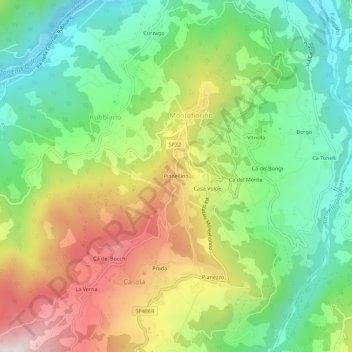 Mappa topografica Pianellino, altitudine, rilievo