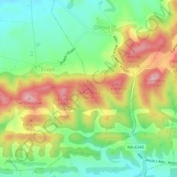 Mappa topografica La Barranca, altitudine, rilievo