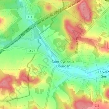 Mappa topografica Bandeville, altitudine, rilievo