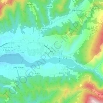 Mappa topografica Persi, altitudine, rilievo