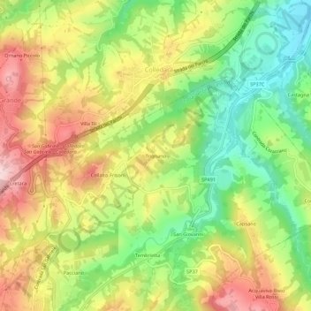 Mappa topografica Trignano, altitudine, rilievo